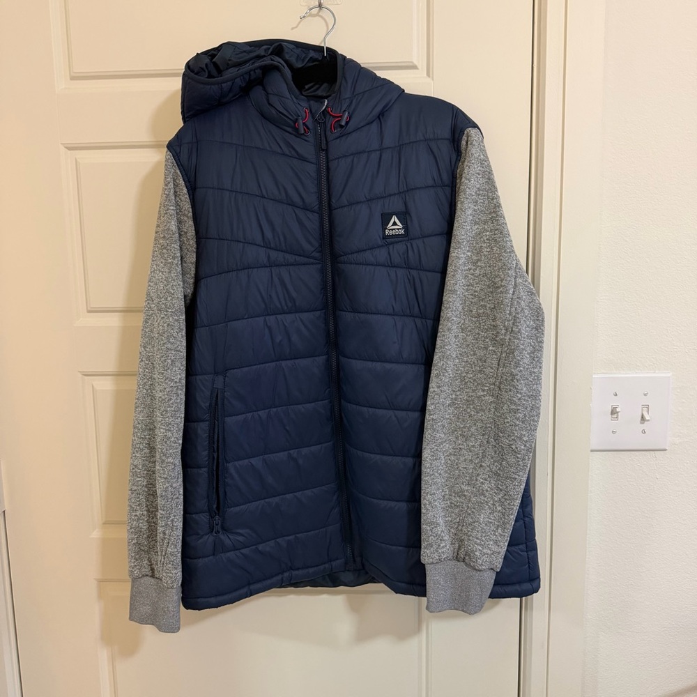 Reebok Men’s Navy and Gray Puffer Jacket